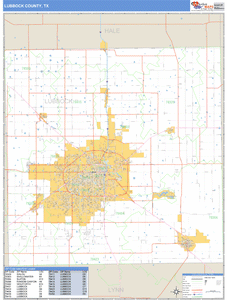 Lubbock County, Texas Zip Code Wall Map