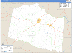 Lunenburg County, Virginia Zip Code Wall Map