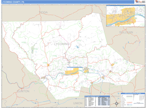 Lycoming County, Pennsylvania Zip Code Wall Map
