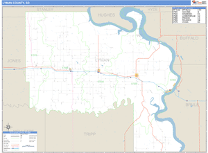 Lyman County, South Dakota Zip Code Wall Map