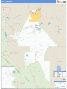 Lyon County, Nevada Zip Code Wall Map