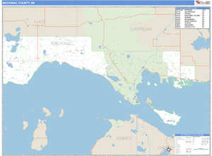 Mackinac County, Michigan Zip Code Wall Map