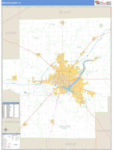 Macon County, Illinois Zip Code Wall Map