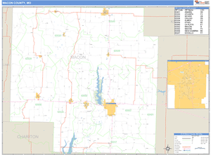 Macon County, Missouri Zip Code Wall Map