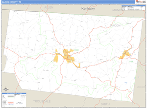 Macon County, Tennessee Zip Code Wall Map