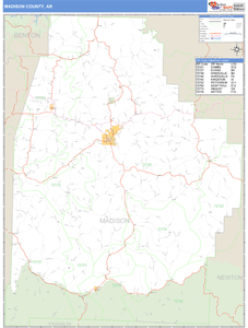 Madison County, Arkansas Zip Code Wall Map