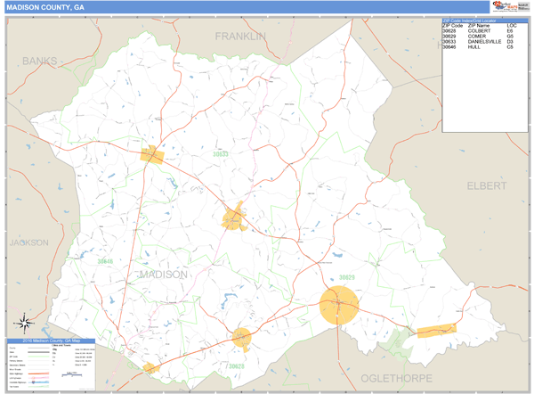 Madison County, Georgia Zip Code Wall Map Market Maps (IDI)