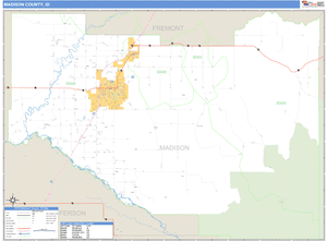 Madison County, Idaho Zip Code Wall Map