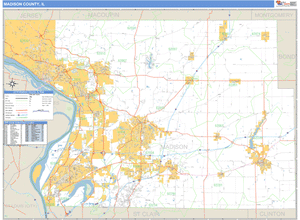Madison County, Illinois Zip Code Wall Map