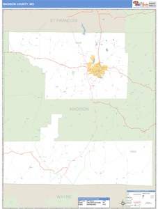 Madison County, Missouri Zip Code Wall Map