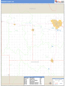 Madison County, Nebraska Zip Code Wall Map