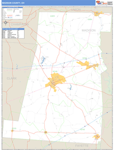 Madison County, Ohio Zip Code Wall Map
