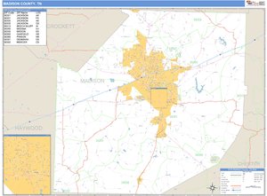 Madison County, Tennessee Zip Code Wall Map