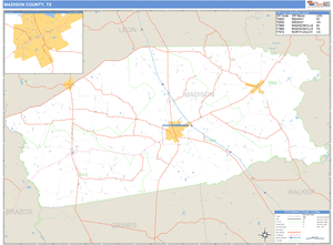 Madison County, Texas Zip Code Wall Map