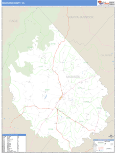 Madison County, Virginia Zip Code Wall Map