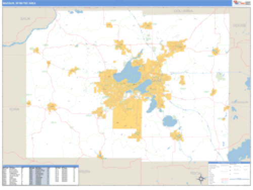 Madison, Wisconsin Metro Area Wall Map Market Maps (IDI)
