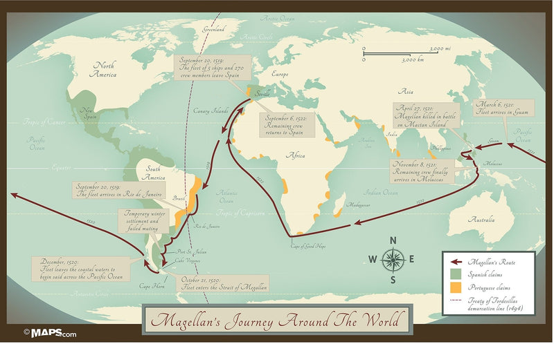 Magellan's Journey Circumnavigation Map Maps.com