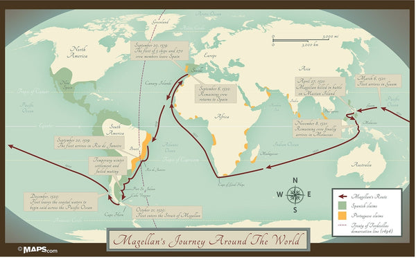 Magellan's Journey Circumnavigation Map Maps.com