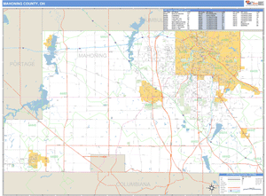 Mahoning County, Ohio Zip Code Wall Map