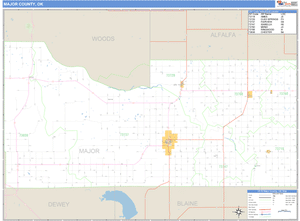 Major County, Oklahoma Zip Code Wall Map