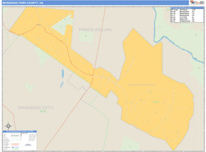 Manassas Park County, Virginia Zip Code Wall Map
