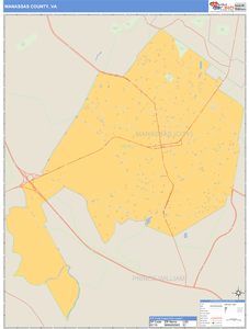 Manassas County, Virginia Zip Code Wall Map