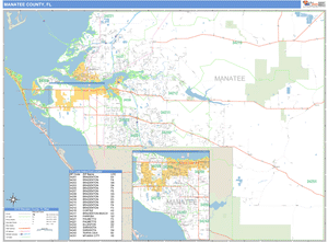 Manatee County, Florida Zip Code Wall Map