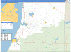 Manistee County, Michigan Zip Code Wall Map