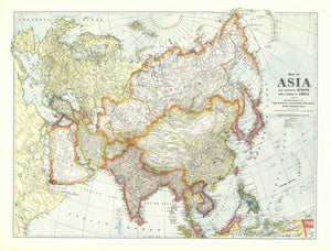 Map of Asia 1921 with Europe and a portion of Africa