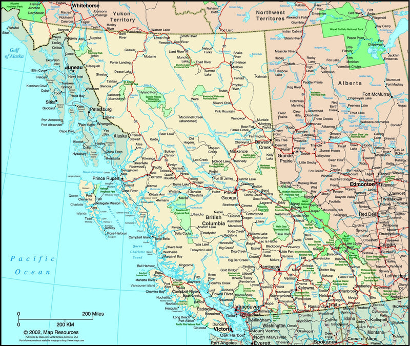 British Columbia, Canada Political Wall Map Maps.com