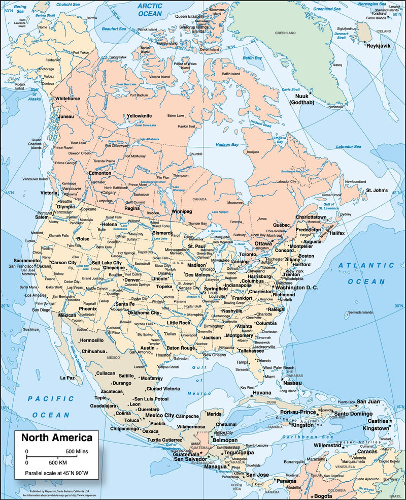 North America Reference Wall Map Maps.com