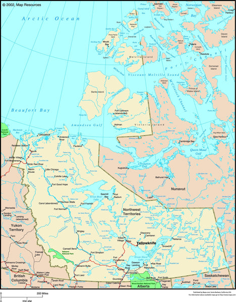 Northwest Territories, Canada Political Wall Map Maps.com