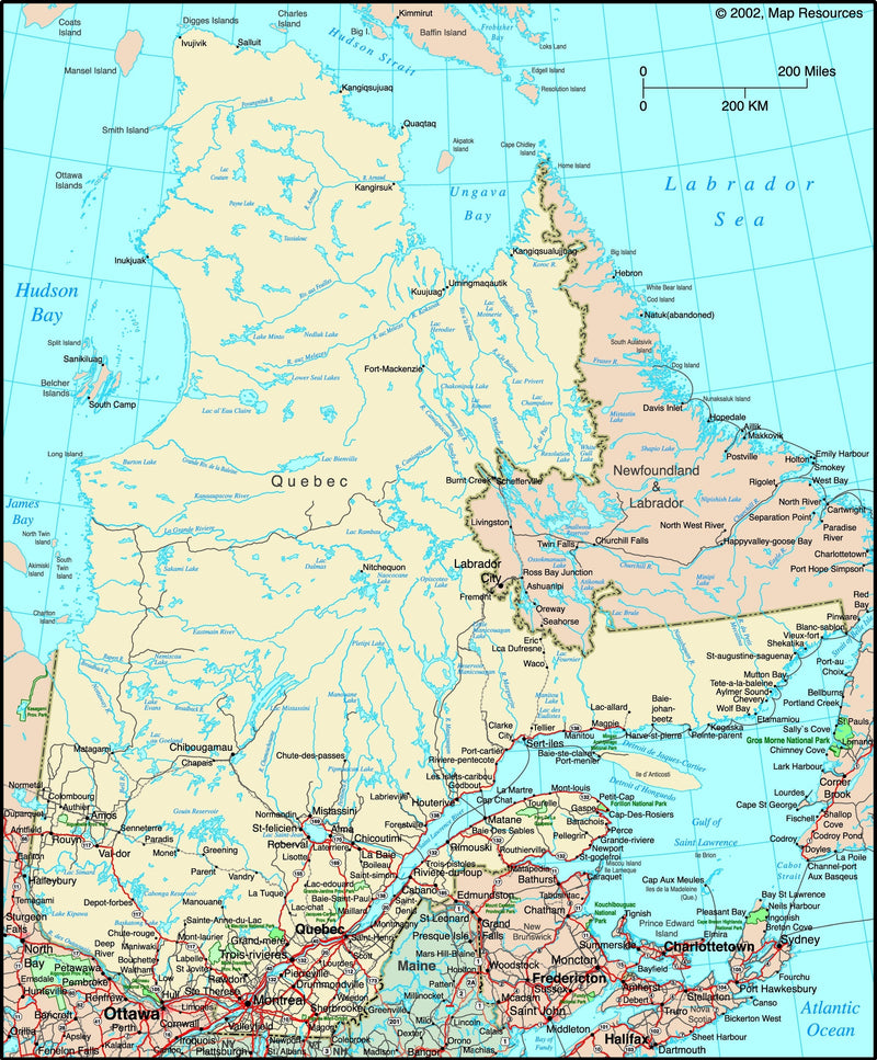 Quebec, Canada Political Wall Map Maps.com