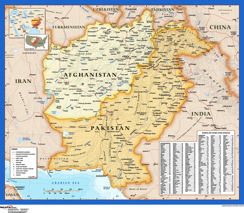 Afghanistan and Pakistan Atlas Wall Map Maps.com