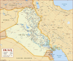 Iraq Deluxe Political Wall Map