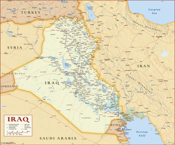 Iraq Deluxe Political Wall Map Maps.com