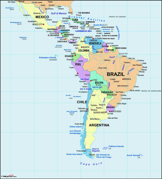 Latin America Map Maps.com