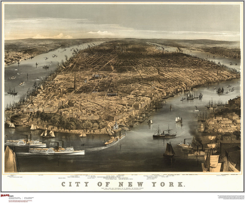 New York City Antique Wall Map Maps.com