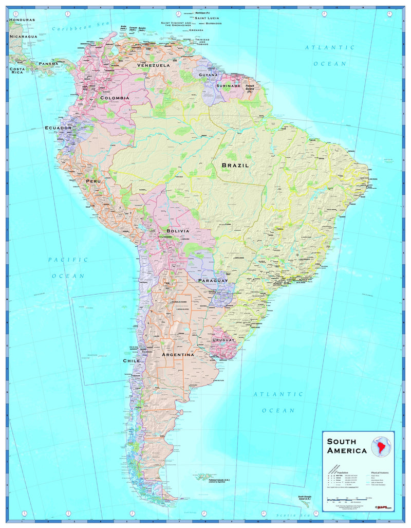 South America Wall Map Maps.com