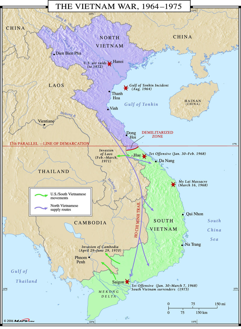 Vietnam War Map - 1964-1975 Maps.com