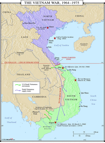 Vietnam War Map - 1964-1975 Maps.com
