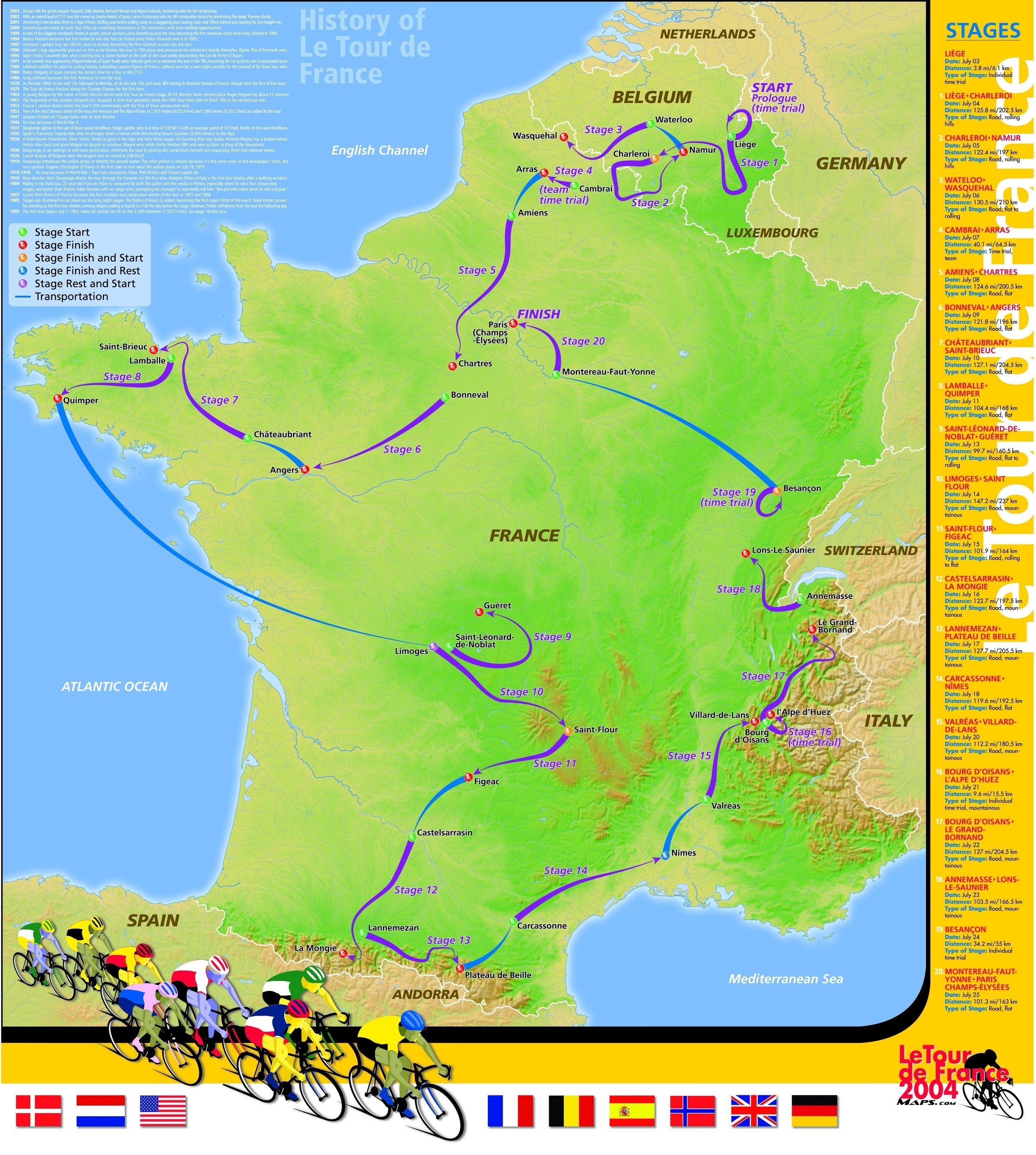 Maps 2004 Maps.com Tour de France 2004 Poster | Map Geek.com