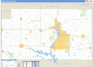 Marathon County, Wisconsin Zip Code Wall Map