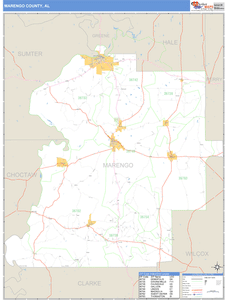 Marengo County, Alabama Zip Code Wall Map