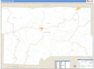 Maries County, Missouri Zip Code Wall Map