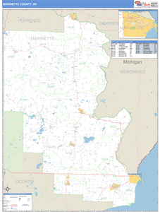 Marinette County, Wisconsin Zip Code Wall Map