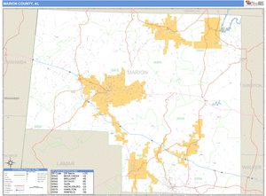 Marion County, Alabama Zip Code Wall Map