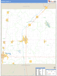 Marion County, Illinois Zip Code Wall Map