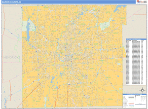 Marion County, Indiana Zip Code Wall Map