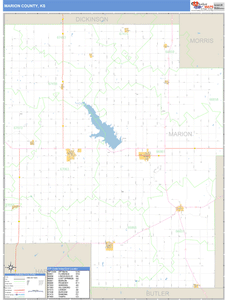 Marion County, Kansas Zip Code Wall Map